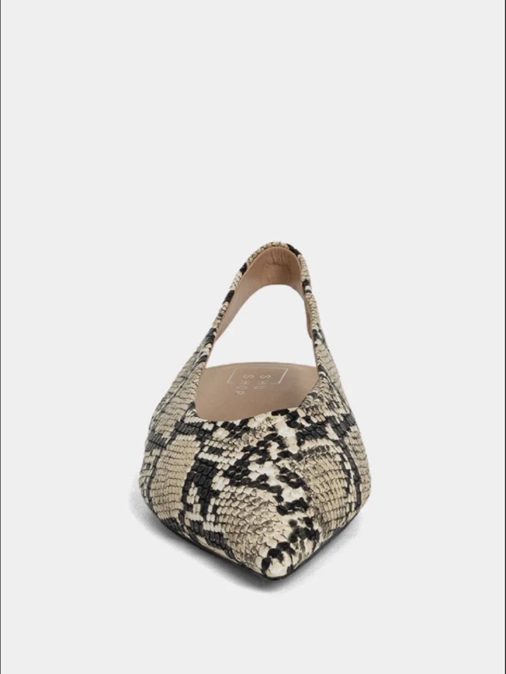 New in box. Amelia snakeskin flats slingback ShuShop.